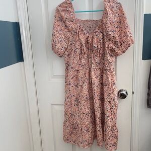 SHEIN Pink Floral Midi Dress